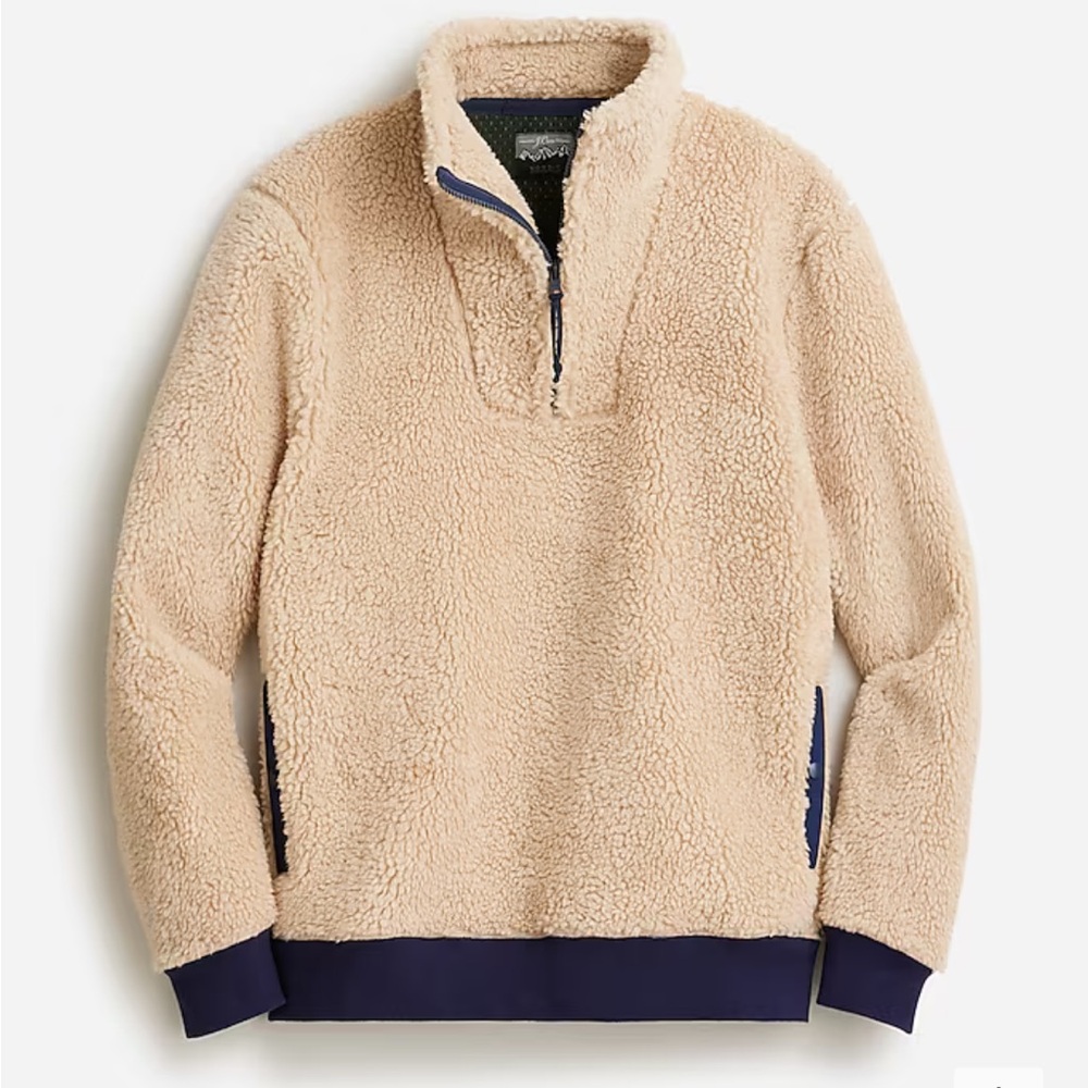 J. Crew Tan and Navy Fleece Jacket